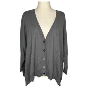 Bryn Walker Women's Cardigan Sweater S Gray Cotton Cashmere Oversized Knit